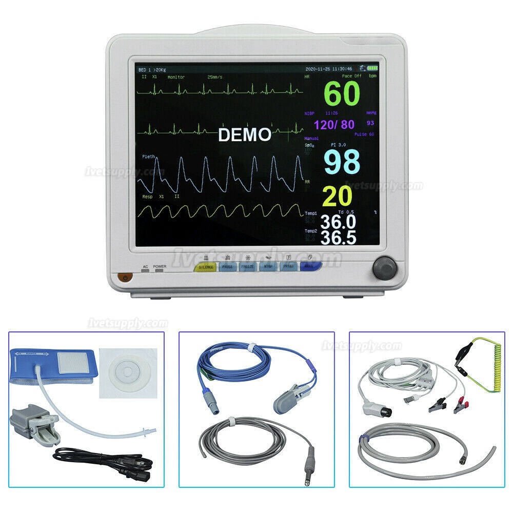 Vet Portable Vital Signs Patient Monitor 6 parameter ECG NIBP SPO2 PR TEMP RESP